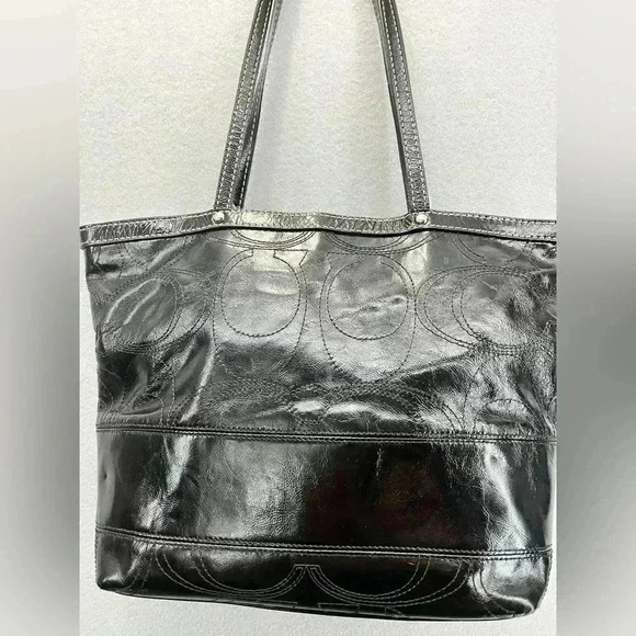 Coach East West Gallery Embossed Patent Leather Tote Black - Picture 5 of 15
